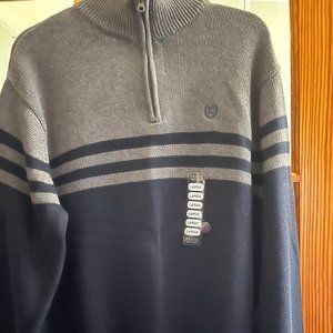 Champs, Large, Grey and Blue, Zip Up, Ribbed Neck and Waist, New w. Tags